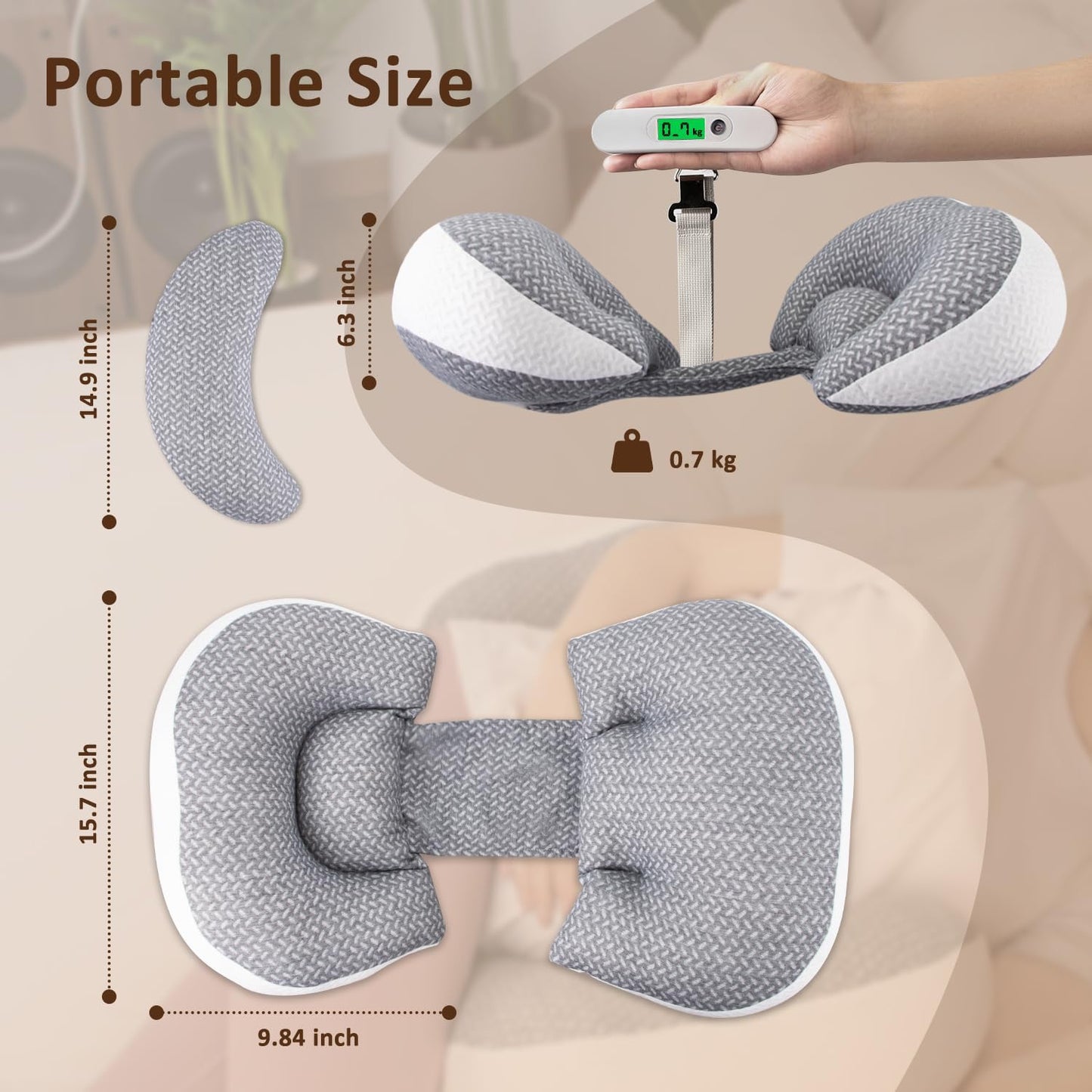 Chilling Home Pregnancy Pillow for Sleeping Portable, Maternity Pillow for Side Sleeper, Travel Wedge Pillow, Body Pillow Support for Back, Belly, Blue