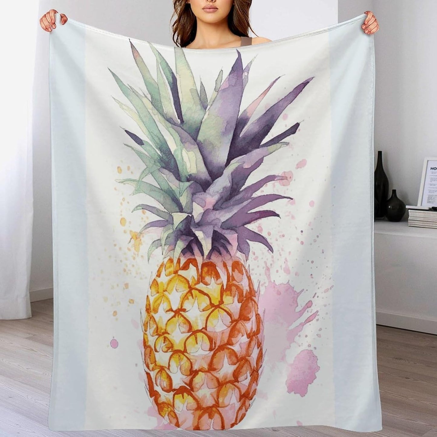 Pineapple Blanket Super Soft Lightweight Throw Blanket Cute Cozy Warm Bed Blanket Decorative Fuzzy Blanket All-Season Home Decor Gift for Sofa Couch Living Room 40"*50" （100 * 130cm）