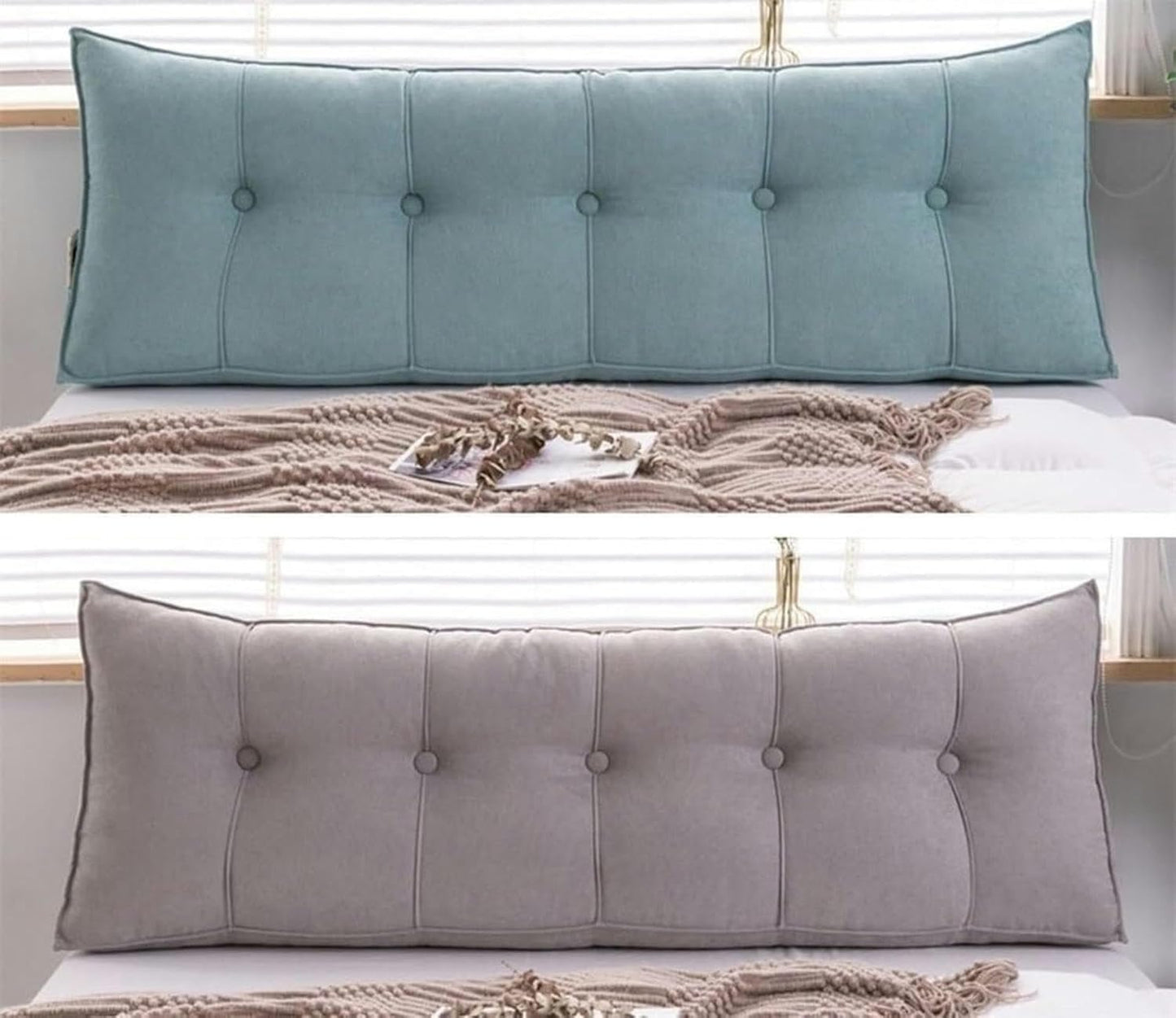 Large Triangular Headboard Pillow, Triangular Headboard Cushion, Bed/Sofa Support Rest Reading Pillow for Day Bed Office Lumbar Cushion with Removable Dimple