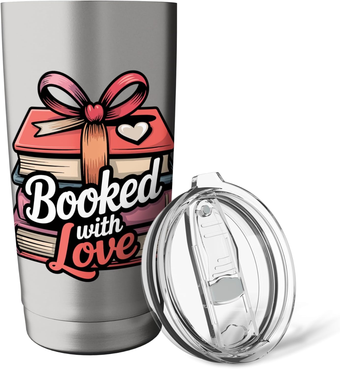 Booked with Love Romantic Reader Quote Valentine Book Lover Stainless Steel Insulated Tumbler