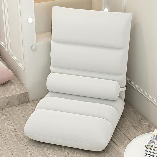 Floor Chair, Armless Meditation Chair with 5 Adjustable Position, Comfy Linen Folding Lazy Sofa Chair Ergonomic Floor Seating Lounge for Gaming, Sleeping, Reading(45x90cm(18x35inch), White A)