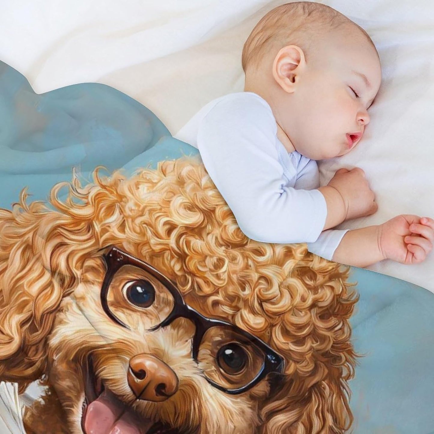 Goldendoodle on Toilet Reading Newspaper Funny Throw Blanket Flannel Cozy Plush Blankets for Couch Sofa Bedroom Travel