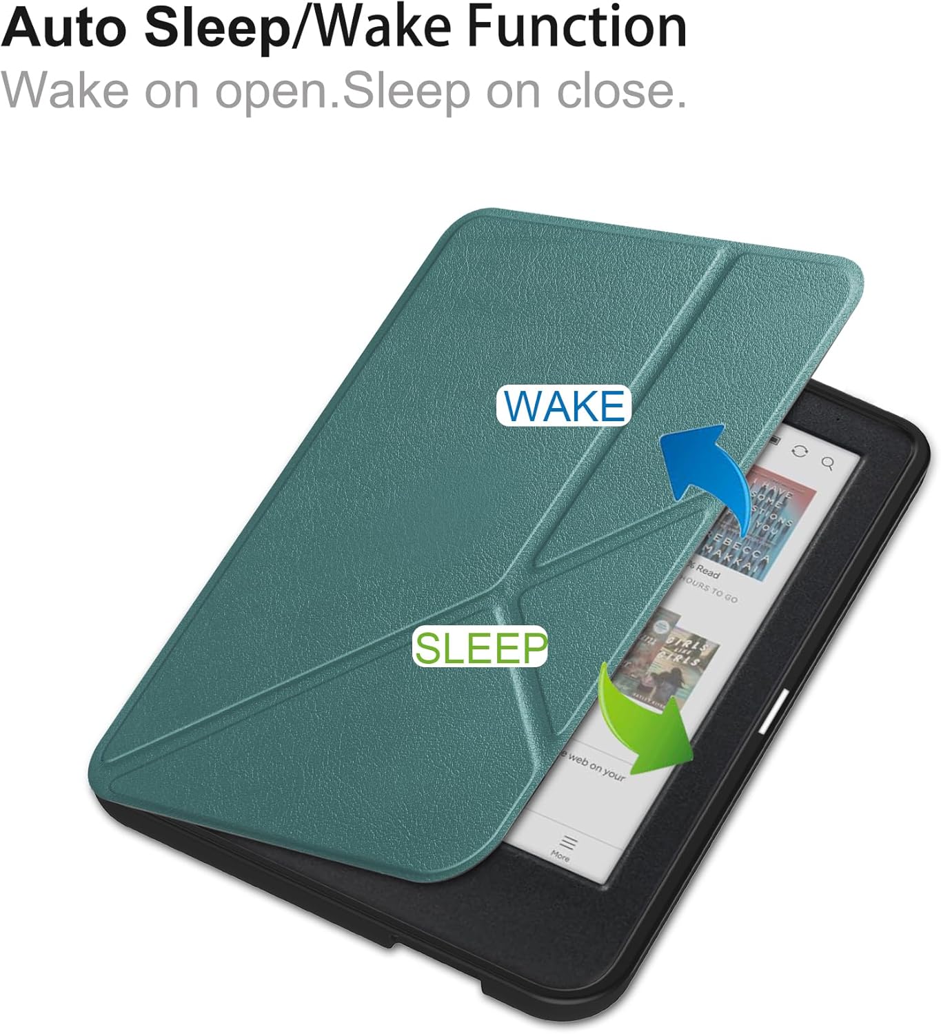 Smart Case for Kobo Clara BW, Ratesell The Thinnest and Lightest Leather Smart Origami Cover Case for for 6” Kobo Clara BW (2024) / Kobo Clara Colour (2024) / Kobo Clara 2E (2022) Blackish Green