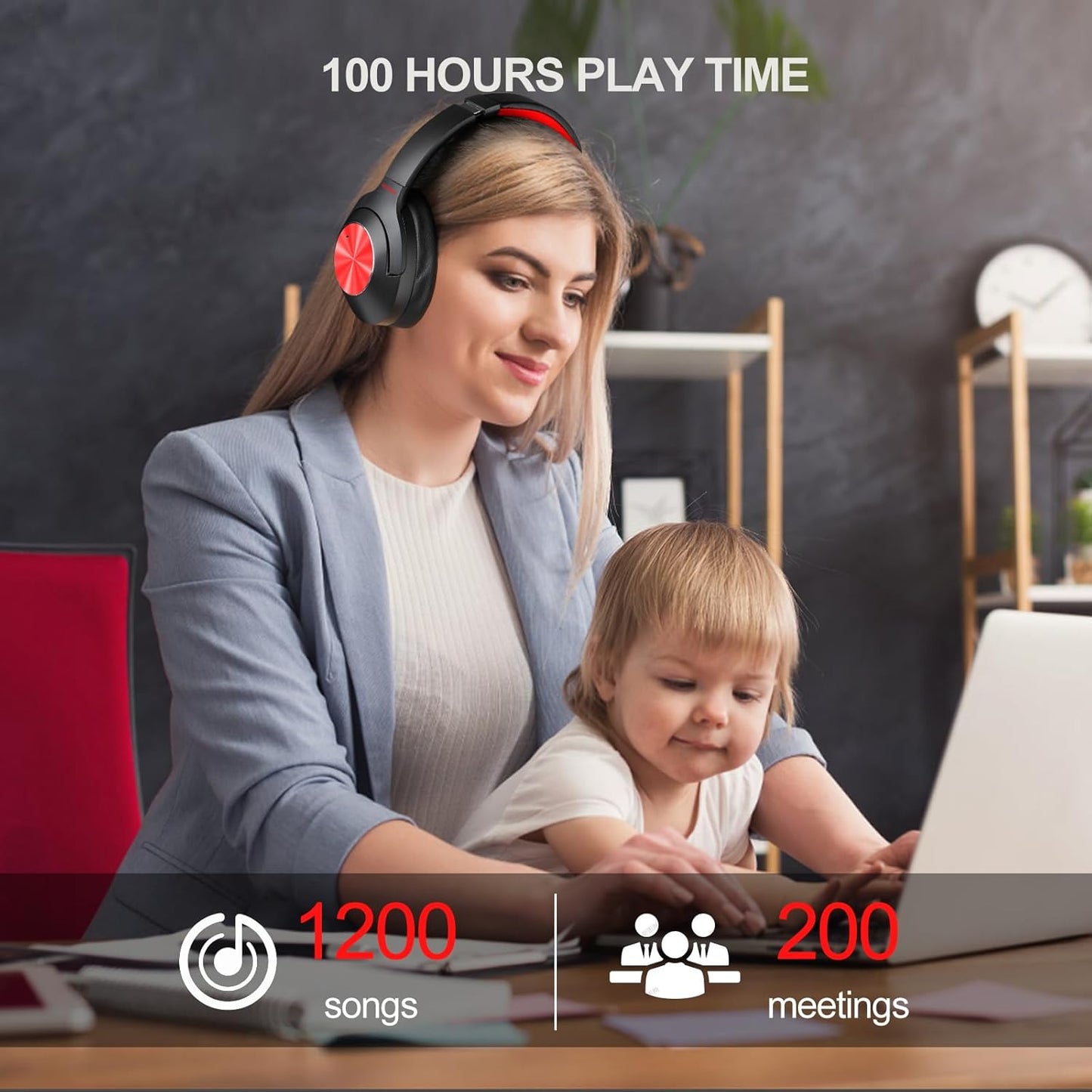Hybrid Active Noise Cancelling Headphones - 2024 Upgraded Wireless Over Ear Bluetooth Headphones,100H Playtime,Hi-Res Audio,Deep Bass Noise Cancelling,Comfortable Ear Cup for Travel/Home/Office