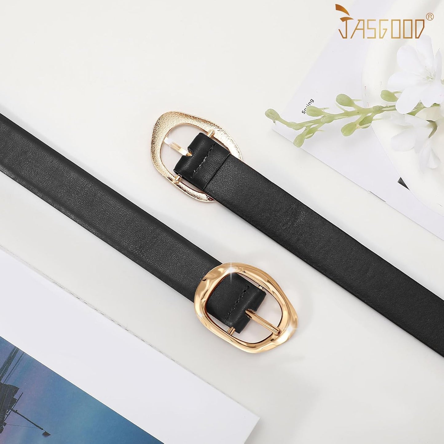 Women Leather Belt for Jeans Pants Ladies Casual Waist Belt Fashion Women Belt with Gold Buckle