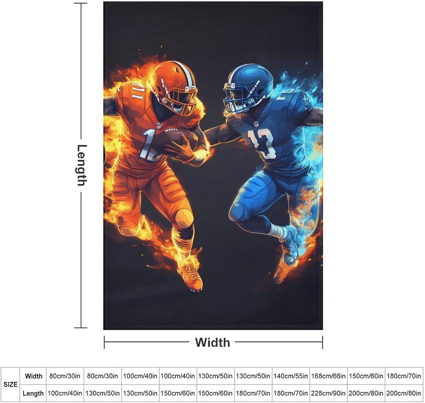 Football Men Pattern Throw Blanket for Couch Bed Plush Cozy Fuzzy Flannel Blanket for All Season 40"x60"