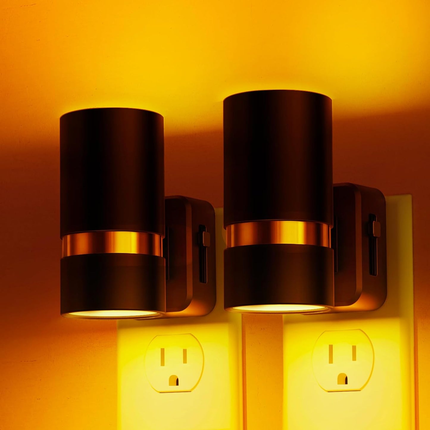 L LOHAS LED Night Lights Plug into Wall, Dusk to Dawn Sensor, Amber Night Light Plug in for Kids, 0-100LM, Ideal for Bedroom, Hallway, Stairs, Nursery, 2 Pack