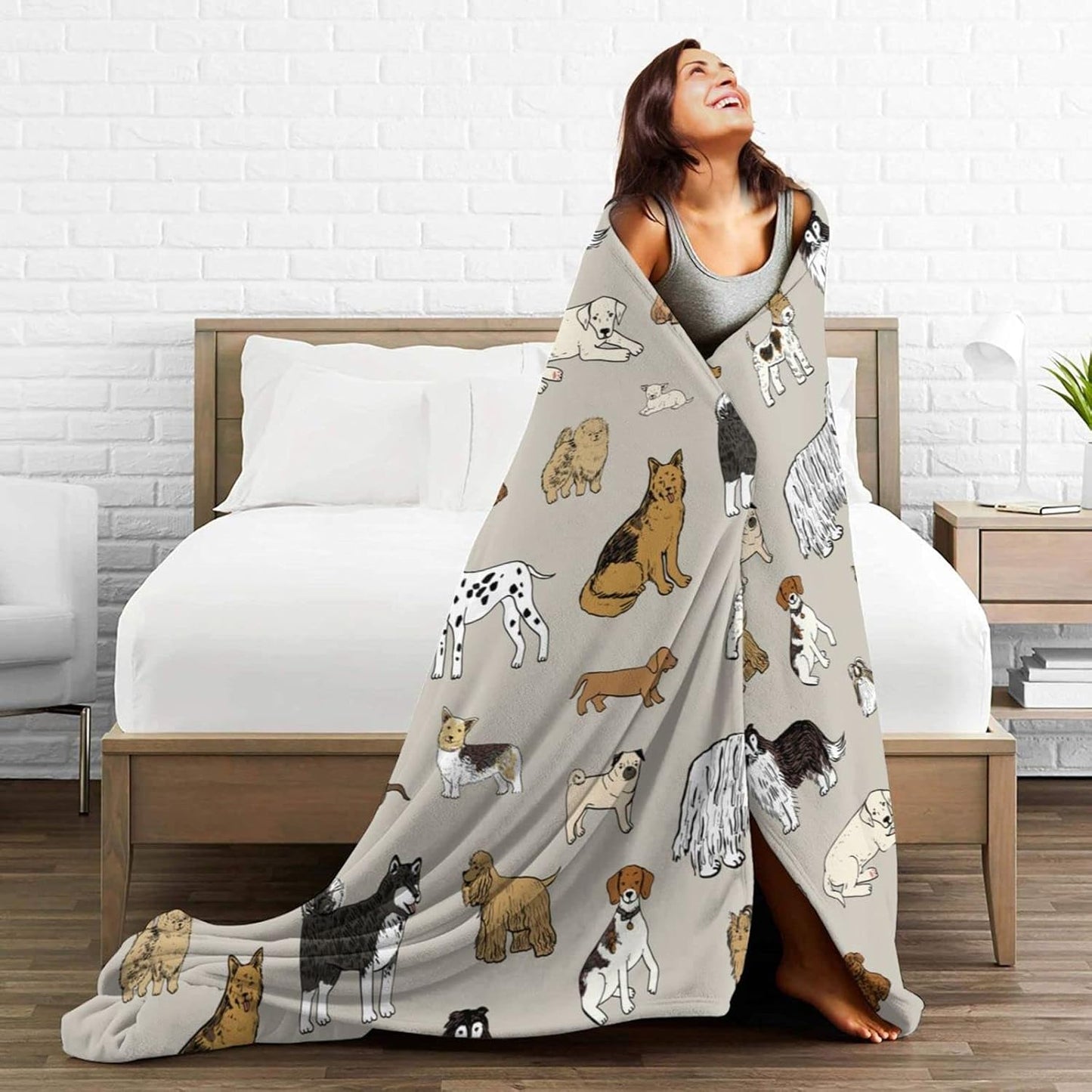 Perinsto Cute Dogs Animal Throw Blanket Ultra Soft Warm All Season Decorative Fleece Blankets for Bed Chair Car Sofa Couch Bedroom 50"X40"
