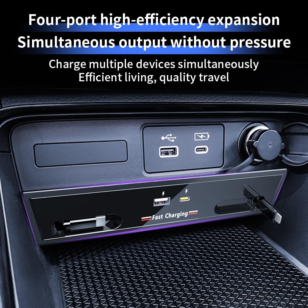 Car USB Hub Docking Station for Honda CR-V CRV 2023 2024 2025 2026 Type-C Fast Charger Auto Interior Centre Console Accessories Cigarette Lighter Decoration Phone Wireless Charging Adapter