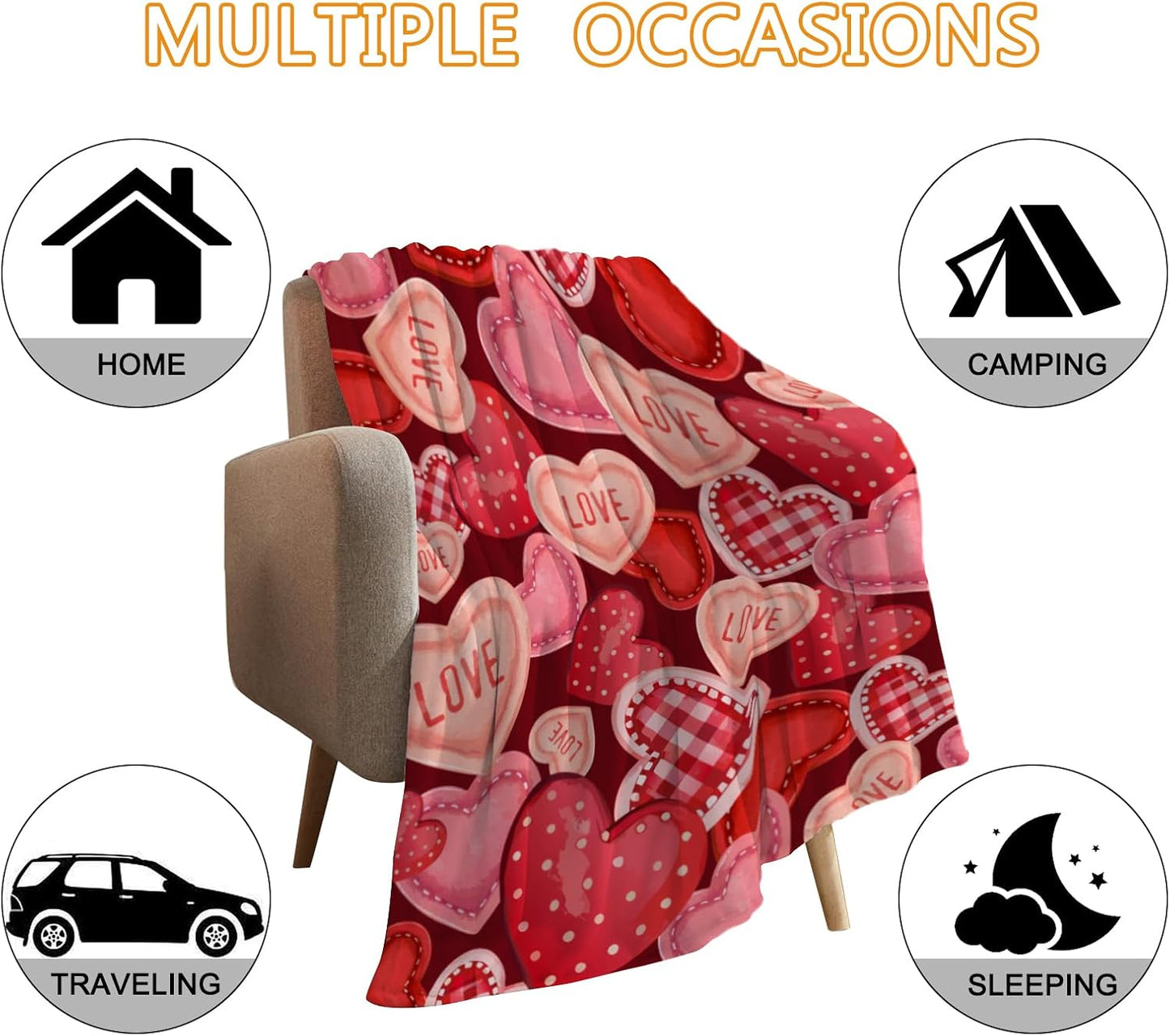 YeeJu Valentines Day Decorative Throw Blanket 50 by 60 Pink Plaid Love Heart Throw Blanket Girlfriend Wife Couple Gift Blanket for Couch Sofa Bed Soft Fleece Blankets and Throws 50x60