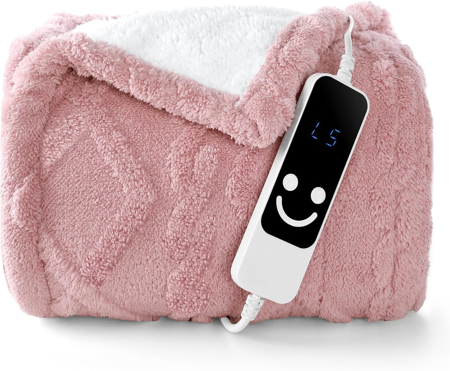 Kmall Heated Throw Blanket, Electric Blanket Throw with 5 Heating Levels & 12 Hours Auto Off,Flannel to Sherpa Super Cozy Heated Blanket for Bedding Sofa Machine Washable, 50x60 inch, Pink