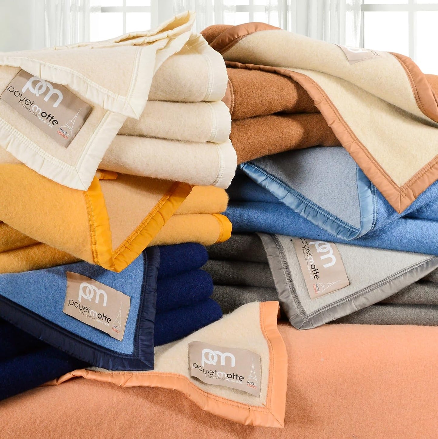 Poyet Motte Aubisque 500GSM Heavyweight 100-Percent Wool Blanket, Maise/Natural (Full/Queen Size)