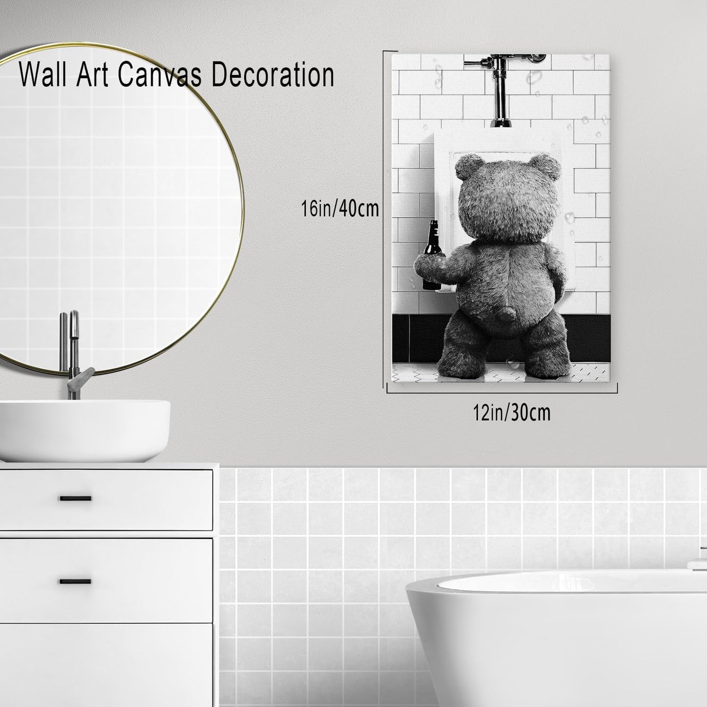DIHSIEG Inspirational Canvas Wall Art funny bathroom wall art Print Poster, Frameless Canvas Decor,With hook, can be placed on the table,Motivational Prints,Dark 12x16 Inch