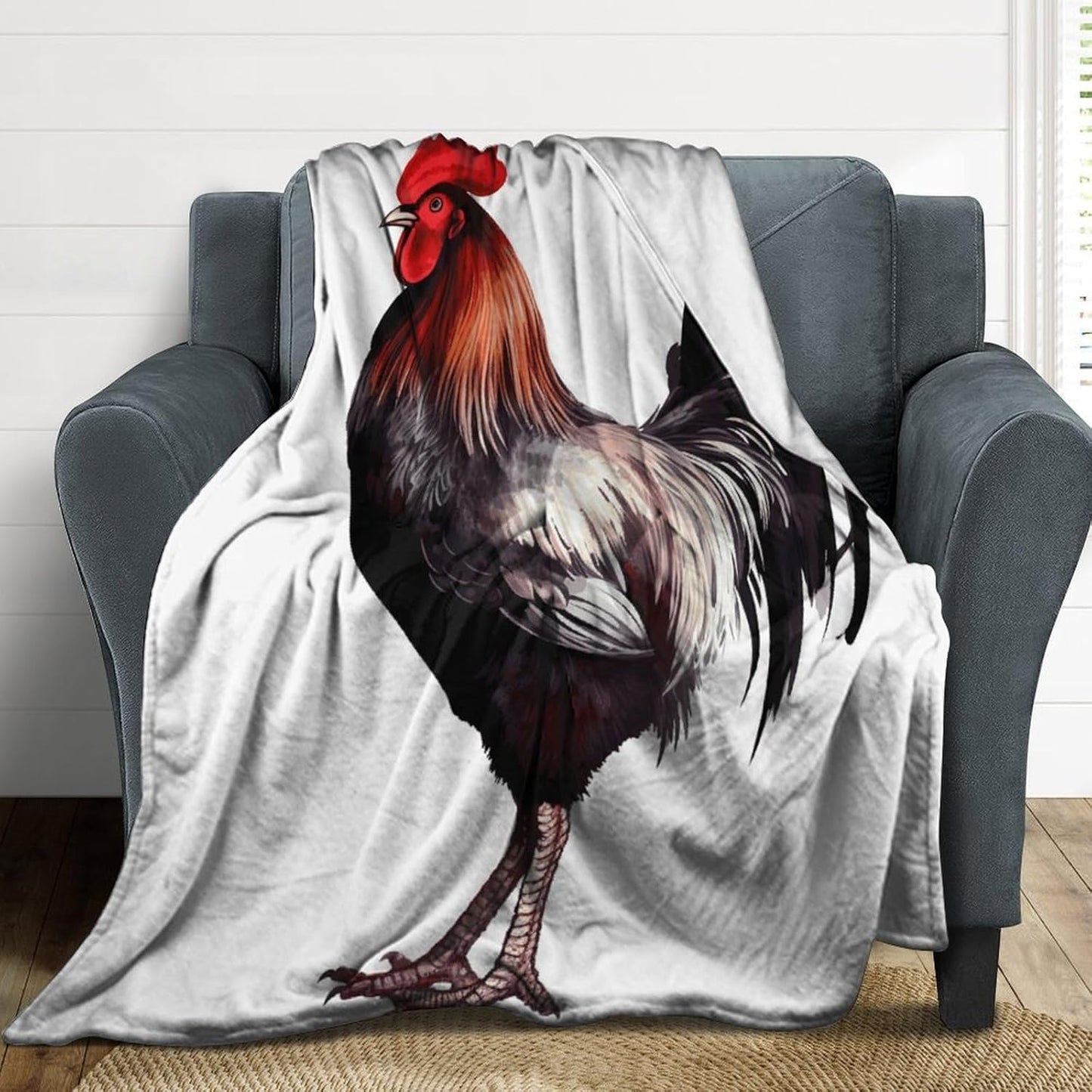 Rooster Blanket Super Soft Lightweight Throw Blanket Cute Cozy Warm Bed Blanket Decorative Fuzzy Blanket All-Season Home Decor Gift for Sofa Couch Living Room 60"*80"（150 * 200cm）