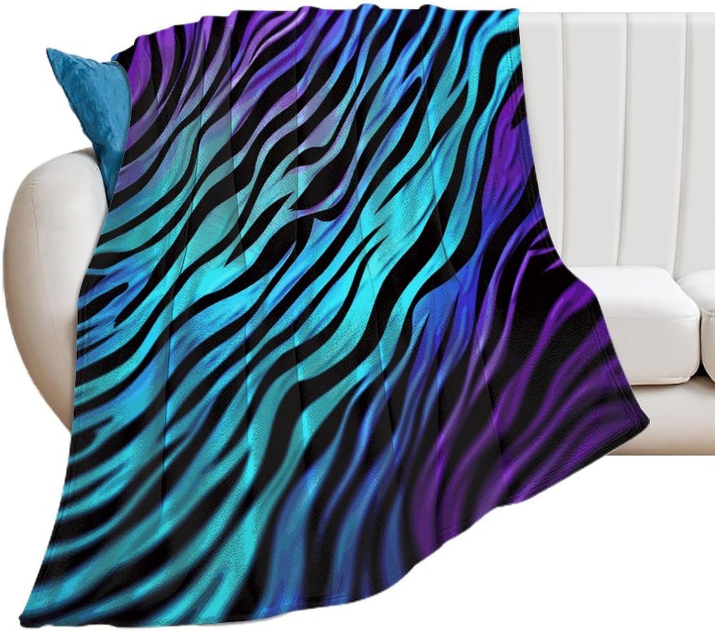 Purple Blue Green Camouflage Zebra Stripes Blanket Super Soft Lightweight Throw Blanket Cute Cozy Warm Bed Blanket Decorative Fuzzy Blanket All-Season Home Decor Gift for Sofa Couch Living Room 50"*60