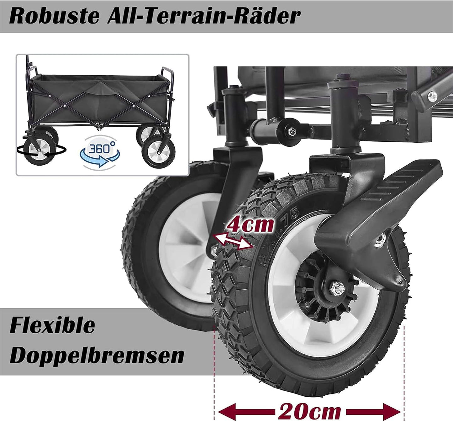 Garden Trolley, Foldable Cart, Heavy Duty Festival Trolley, Pull Wagon Truck - (Red) (Blue)