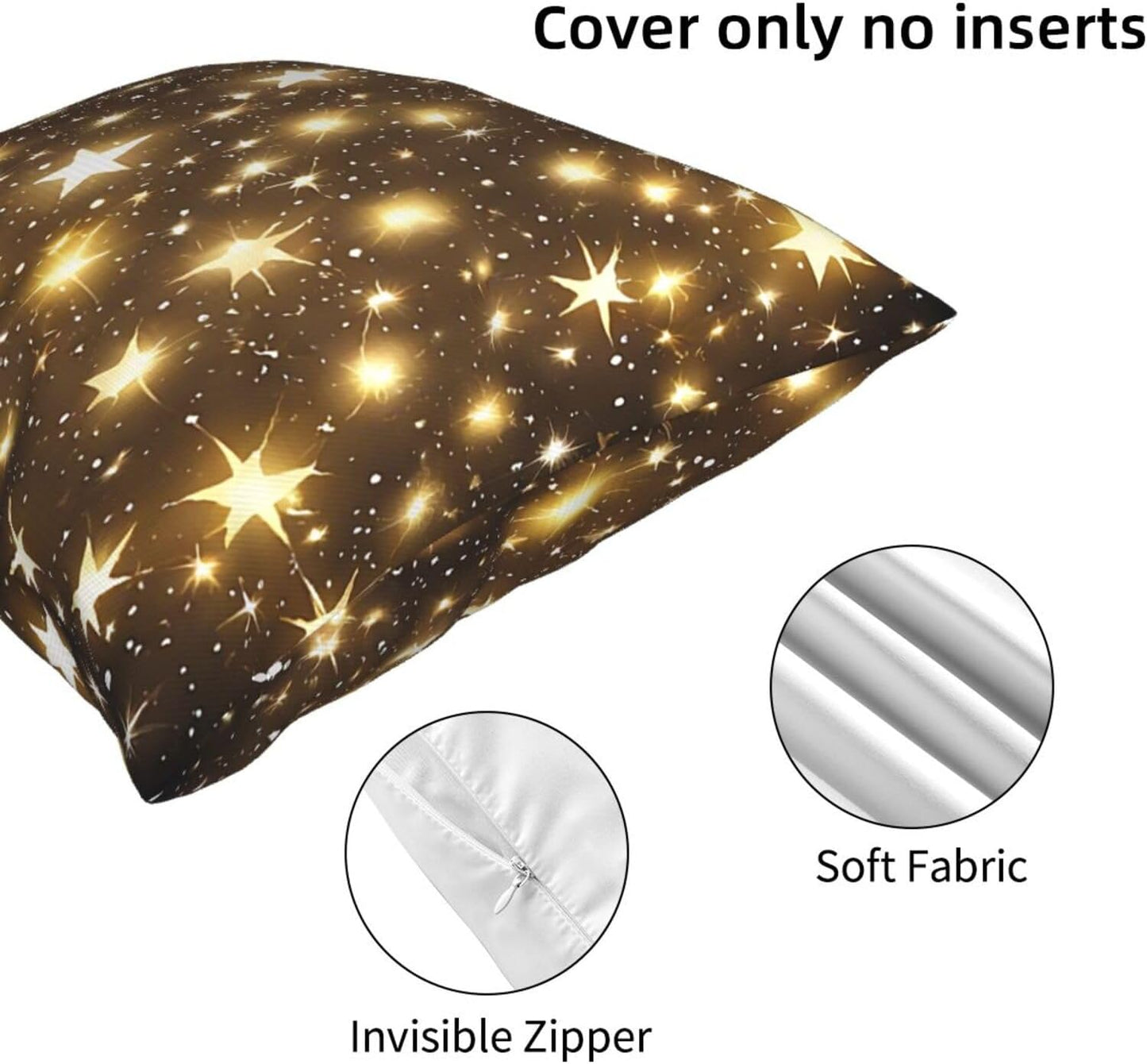 All-Season Square Pillow Covers 18"X18", Gold Bling, Decorative Throw Pillow Covers for Sofa Bed Couch, Hidden Zipper Cushion Cover, Square Lumbar & Accent Pillowcases for Home Decor