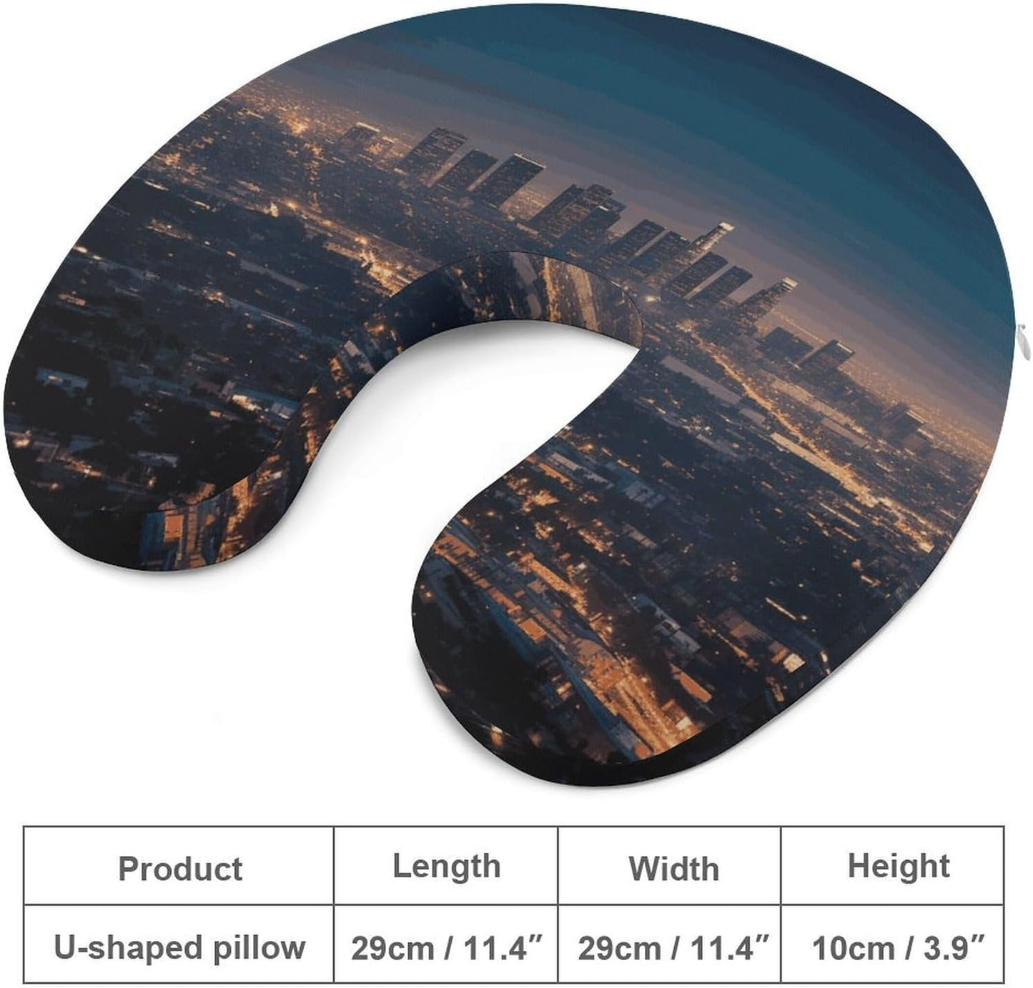 Los Angeles Skyline Neck Pillow Memory Foam U Shaped Pillows Portable Pillows for Shoulder Travel Head Support Pillow with Concealed Zipper for Airplane Car Home Office