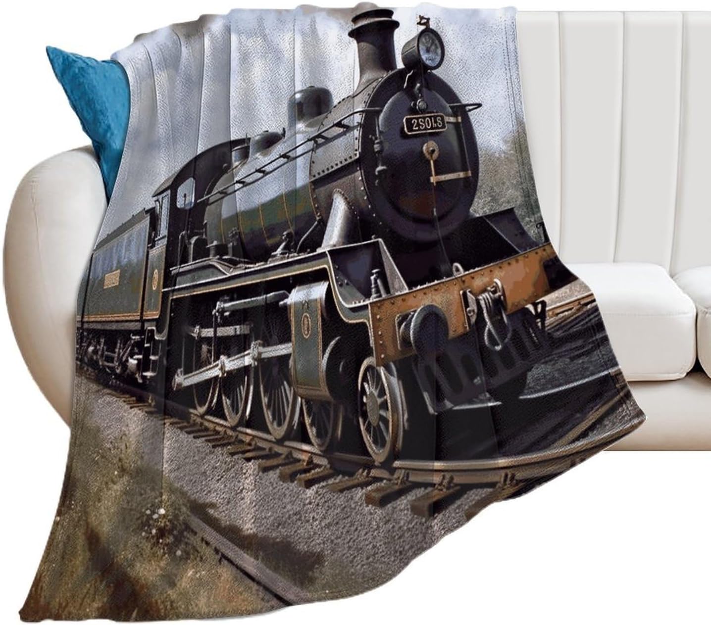 Steam Locomotive Train Blanket Super Soft Lightweight Throw Blanket Cute Cozy Warm Bed Blanket Decorative Fuzzy Blanket All-Season Home Decor Gift for Sofa Couch Living Room 60"*80"（150 * 200cm）