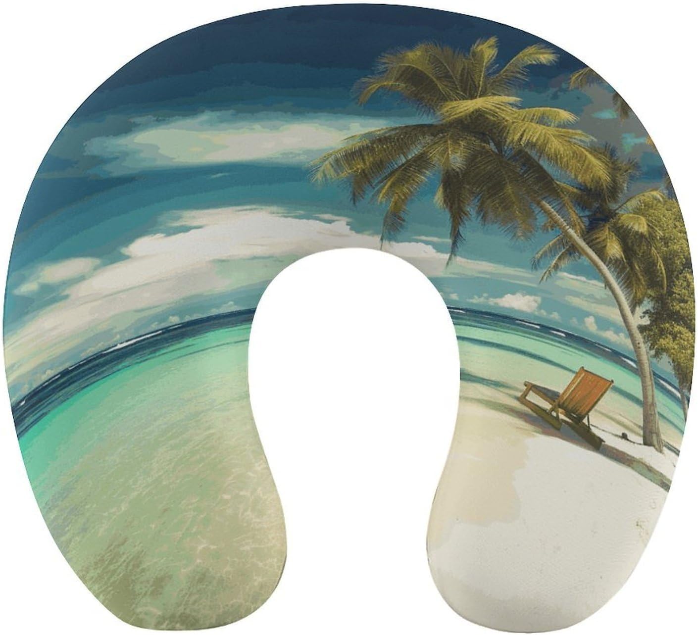 Tropical Holidays Neck Pillow Memory Foam U Shaped Pillows Portable Pillows for Shoulder Travel Head Support Pillow with Concealed Zipper for Airplane Car Home Office