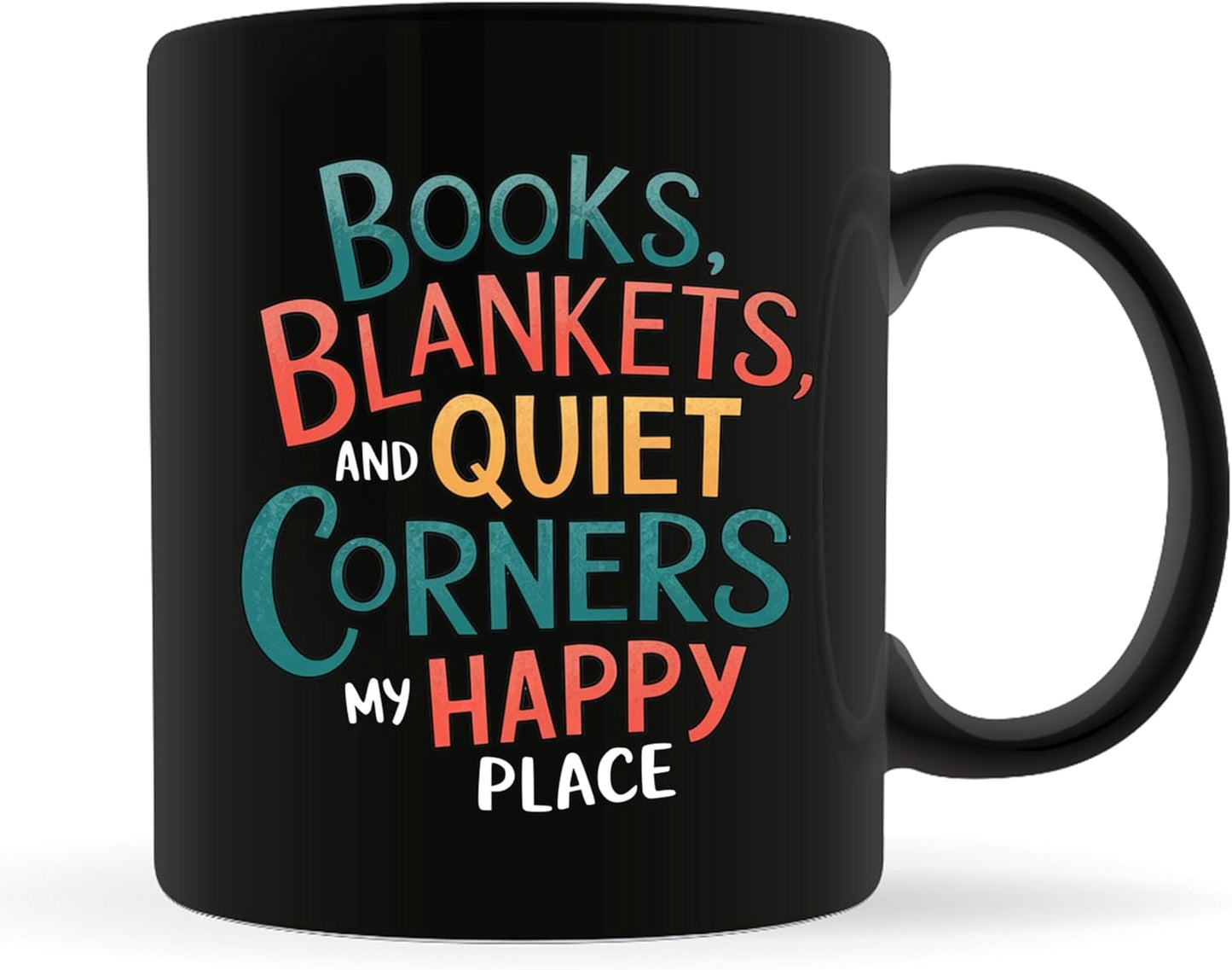 Book Lovers Coffee Mug 11oz Black -Blankets Corners - Gift for Book Club Bookworm Bookish Reading Nerdy Avid Readers Women