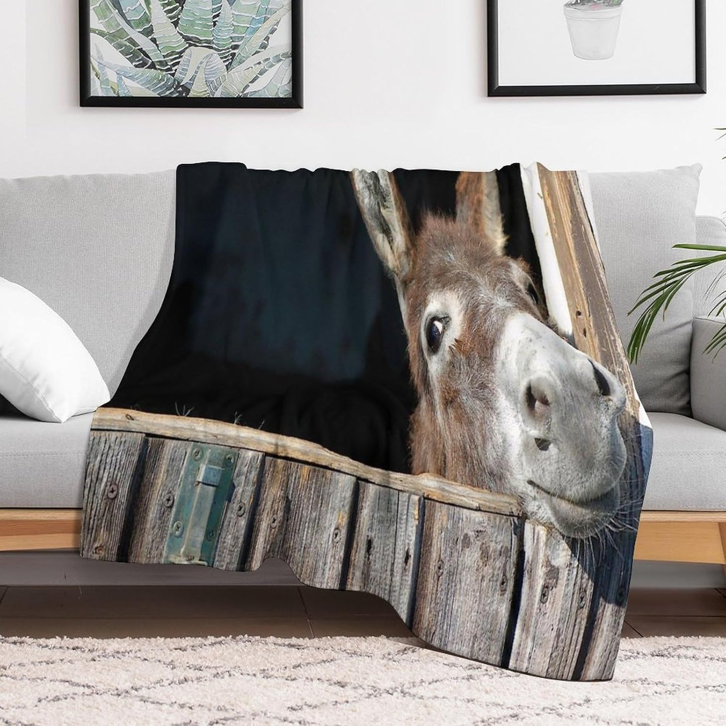 Funny Donkey Throw Blanket for Couch Super Soft Warm Lightweight Throw Blankets Cozy Flannel Bed Blanket Cute Decorative Blankets for All Seasons Home Decor Gift 30"*40"（76 * 100cm）
