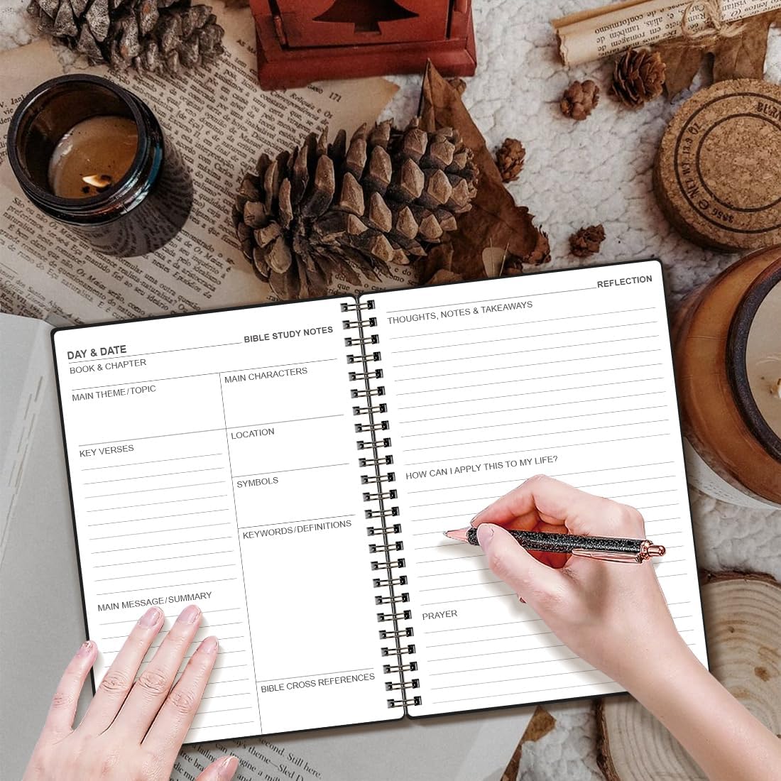 Bible Study Journal/Notebook – Church Notes Notebook – Note Taking & Journaling Kit, 5.8" x 8.5", Black