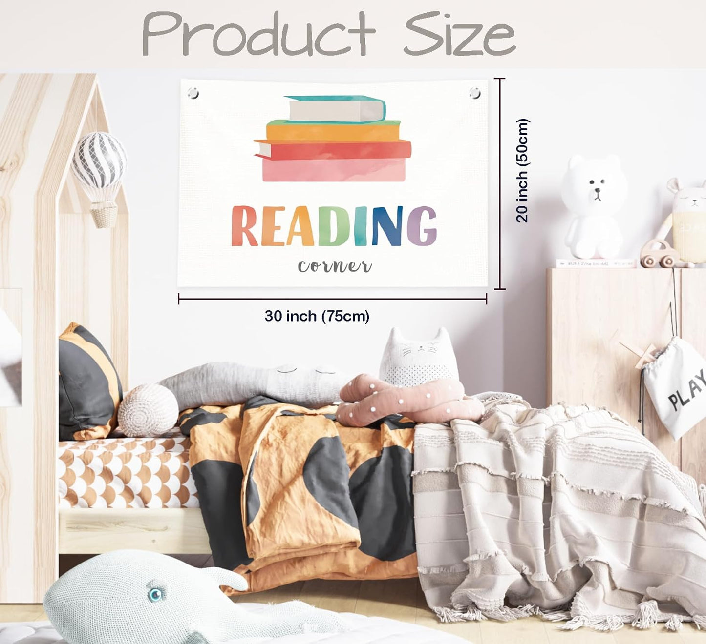 Reading Corner Wall Decor for Classroom,Kids Reading Nook Canvas Banner Flags for Homeschool Classroom Library Decor,30x20 Inch