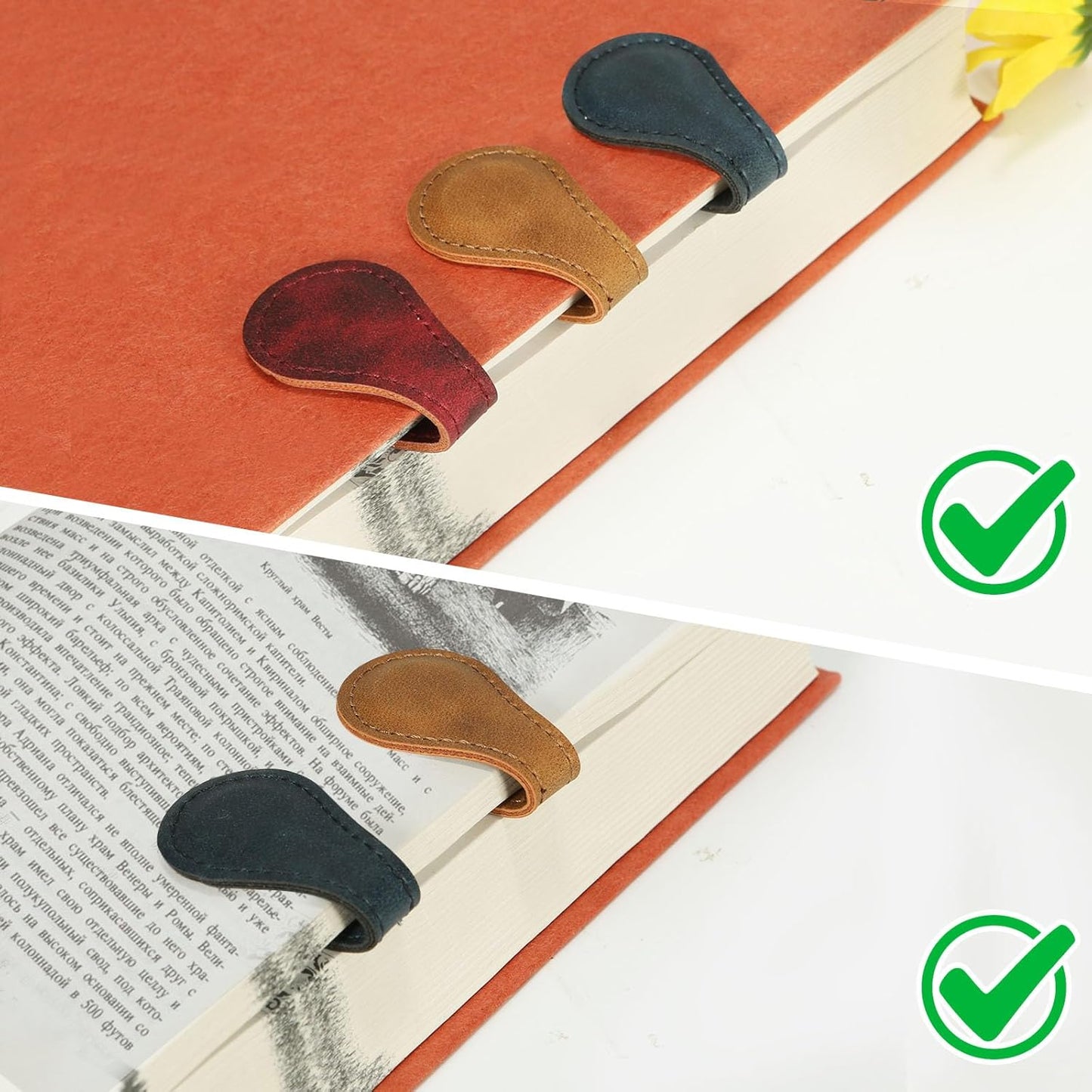 Magnetic Bookmarks，Magnetic Leather Bookmark，Magnetic Bookmarks for Women，Gifts for Women, Book Lovers, Family, Friends, Kids, Readers