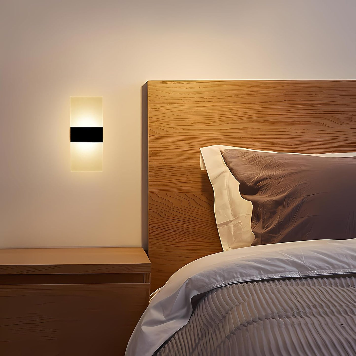 Battery Wall Sconces, Acrylic Bedside LED Wall Lamps Set of Two for Living Room Bedroom Hallway,USB Rechargeable Battery Operated Cordless Night Light,Touch Control,Warm Light Dimmable