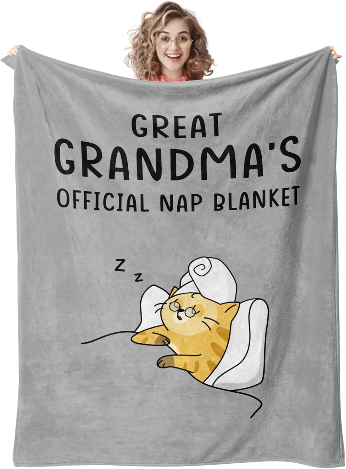 Quilazy Great Grandma Gifts Blanket, Mother's Day/Thanksgiving/Christmas/Birthday Gifts for Great Grandma, Baby Announcement for Grandparents Grandmother, Gender Reveal Ideas Throw Blanket 60"X50"