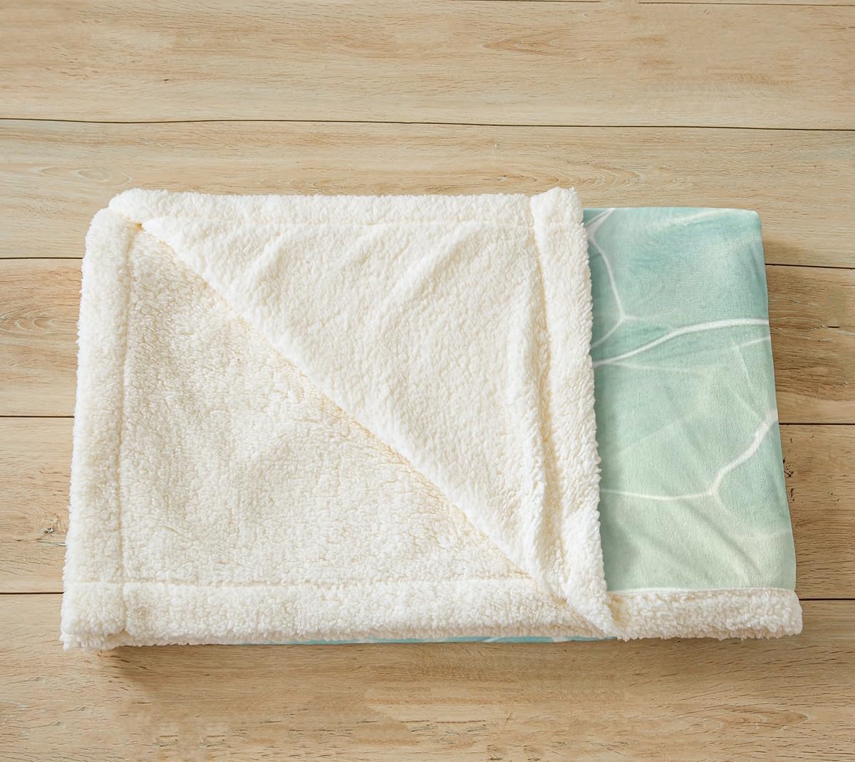 Clear Sea Water Print Sherpa Fleece Blanket Blue Ocean Gold Undersea Sand Throw Blanket Hawaii Seaside Fuzzy Soft Blanket Bed Couch,Twin Size (60 x 80 Inches)