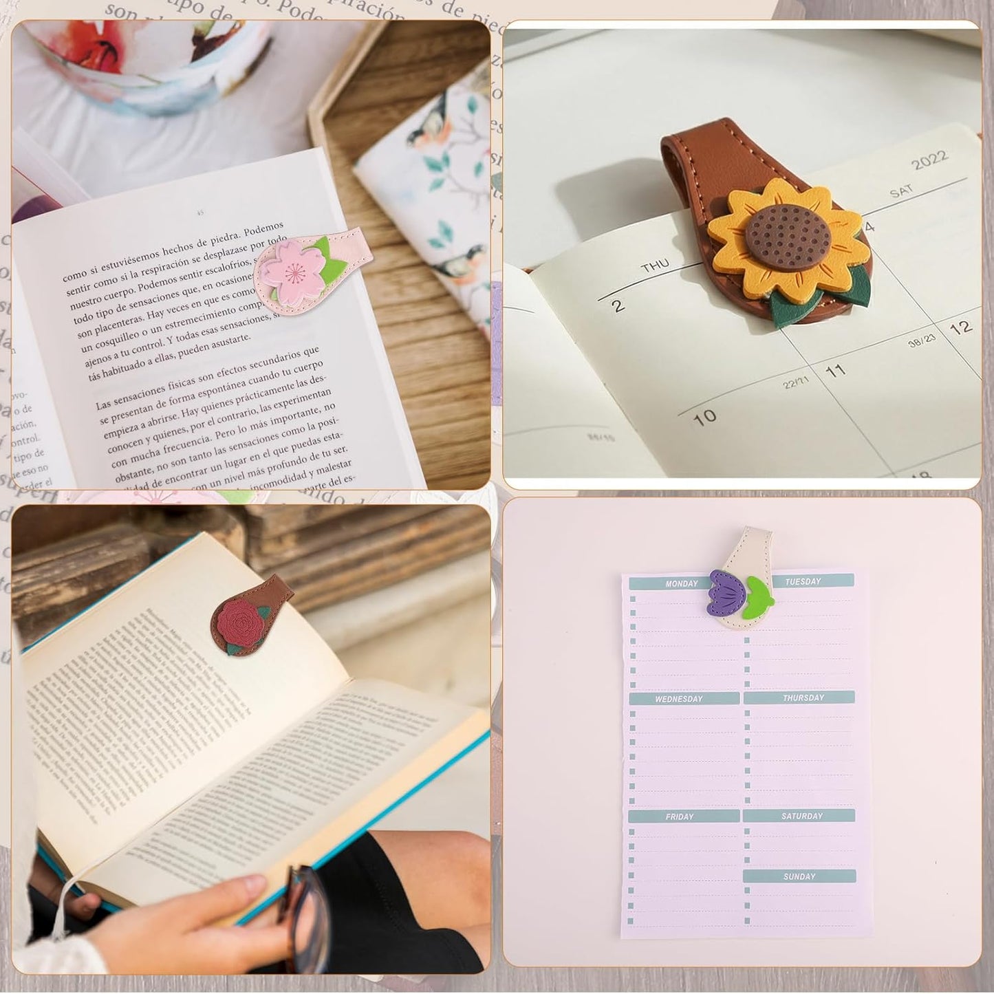 6Pcs Magnetic Leather Bookmark, Easter Basket Stuffers Magnetic PU Book Marks Gifts for Reading Women Book Lovers Book Accessories