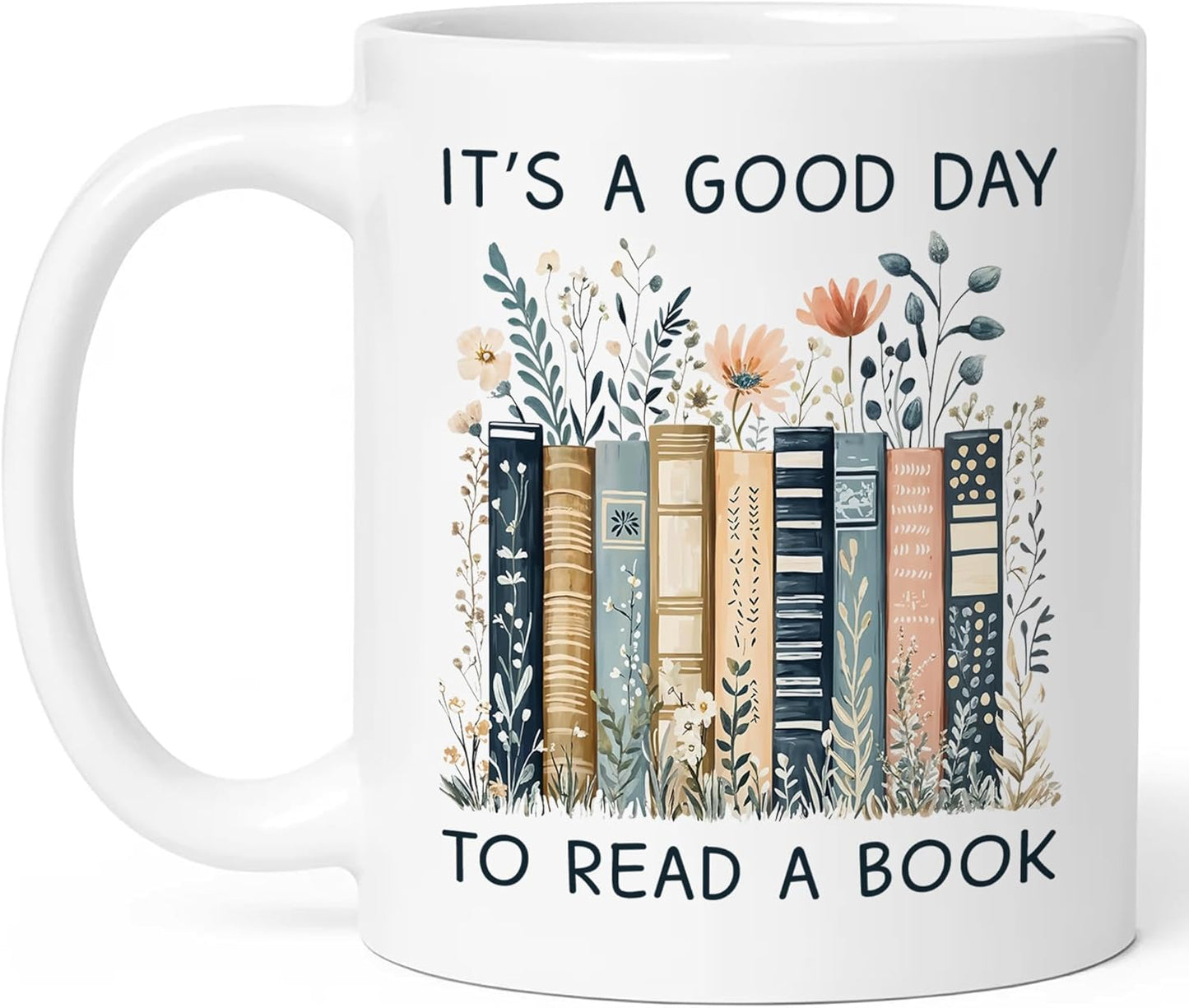 Gifts For Book Lovers Women - It’s A Good Day To Read A Book Mug, Bookish Coffee Mug with Stacked Novel Design, Bookworm Mugs for Readers, Birthday Gifts for Books Lovers Women