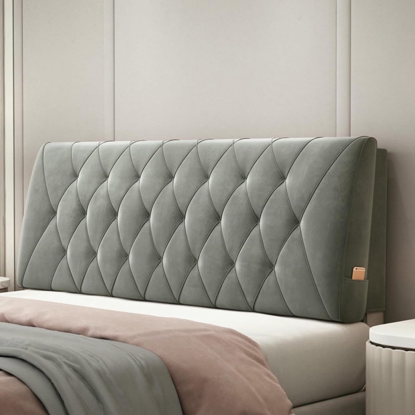 Rectangle Headboard Cushion Reading Pillow Wall Mounted Headboard Upholstered Home Dorm Day Bed Backrest Wedge Bolster Neck Lumbar Support Cushion,Green,Paste 39"/Twin