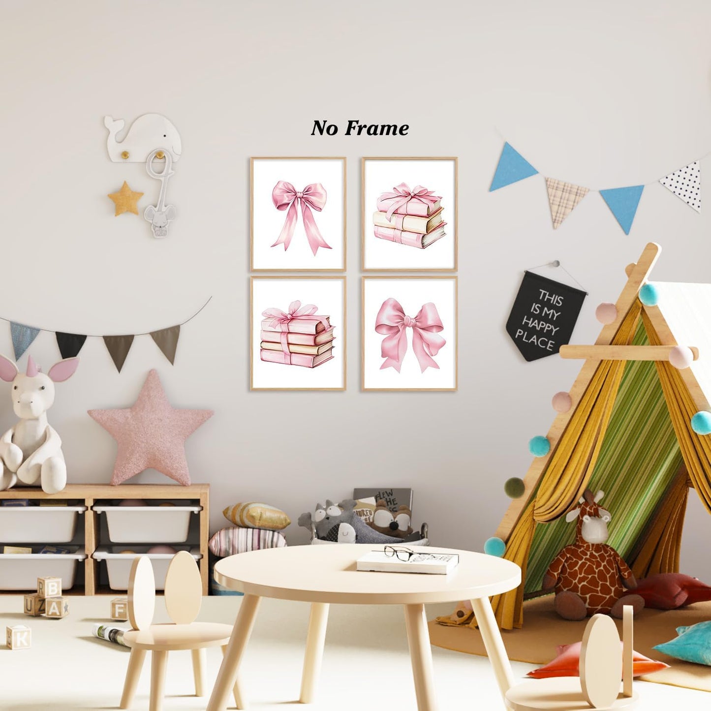Boat Wades Coquette Pink Bow Unframed Wall Art Prints - Book Lover Reading Posters for Room Decor - Preppy Home Bedroom Classroom Library Wall Decor 8x10 Set of 4