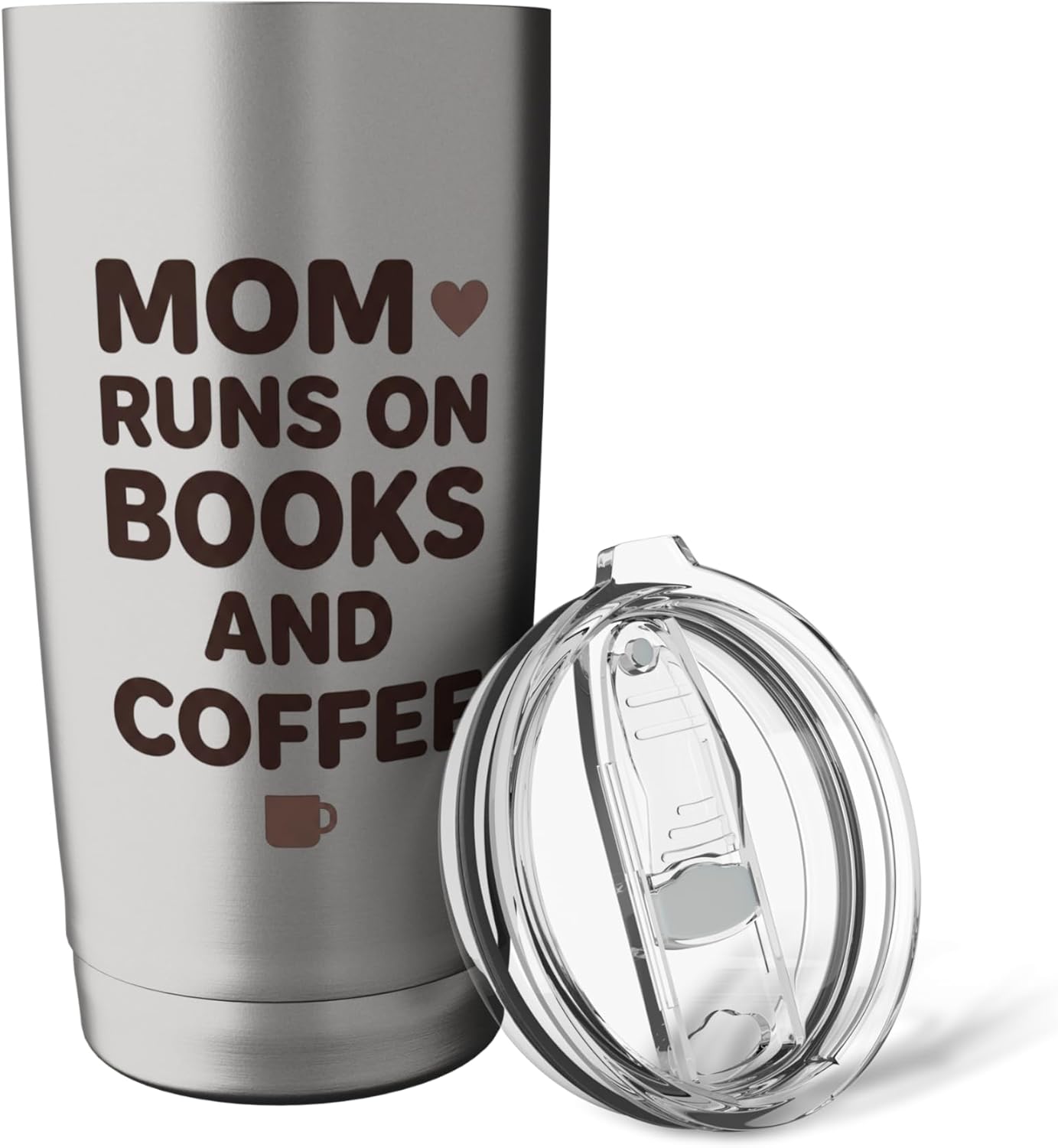 Mom Runs On Books and Coffee Reading Caffeine Enthusiast Stainless Steel Insulated Tumbler