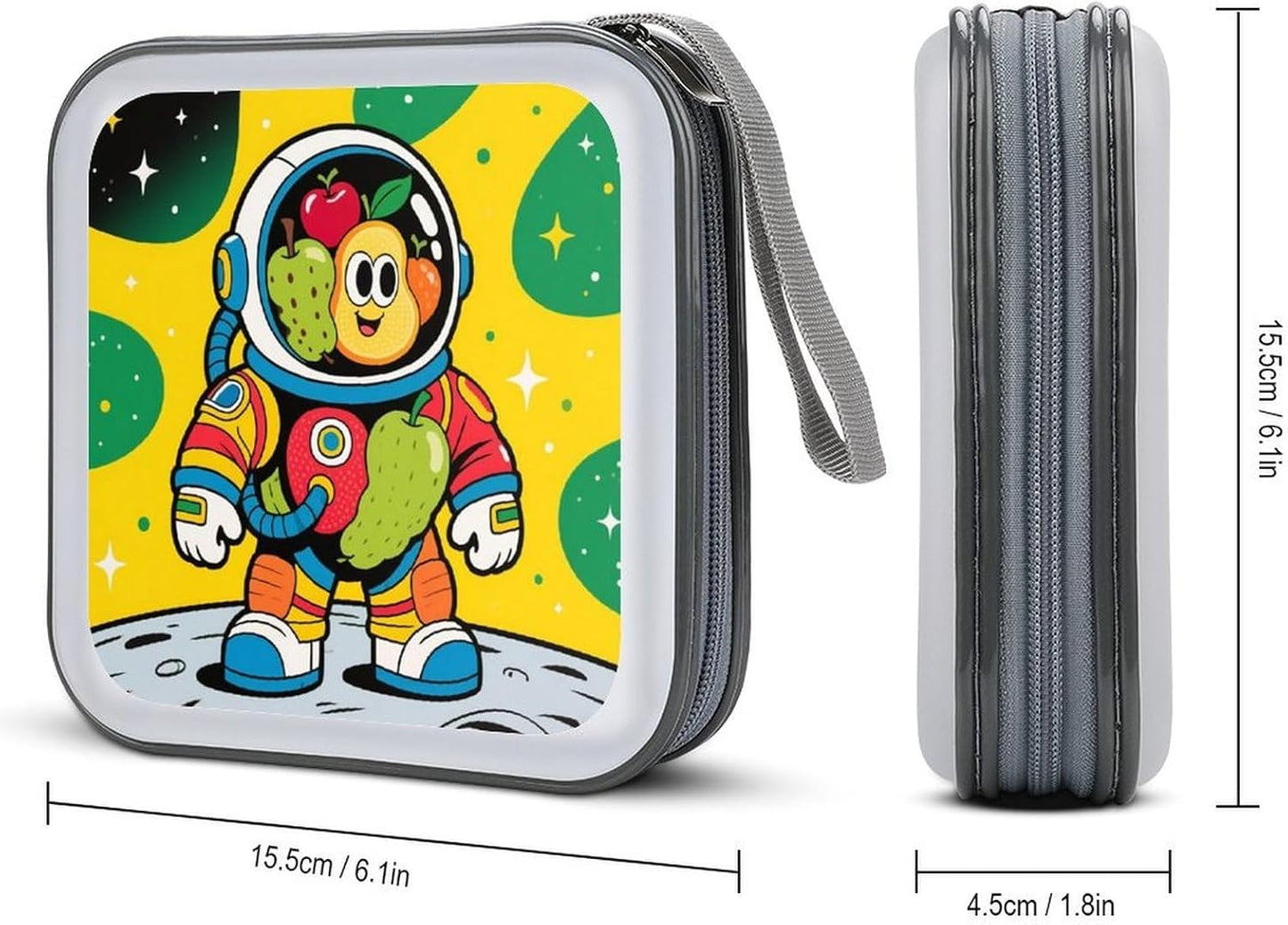 Astronaut CD Case Portable Zipper CD Case 40 Capacity Hard Plastic DVD Cases Holder Large Storage Disc Wallet Bag for Car Home Travel DVD Collection Bag