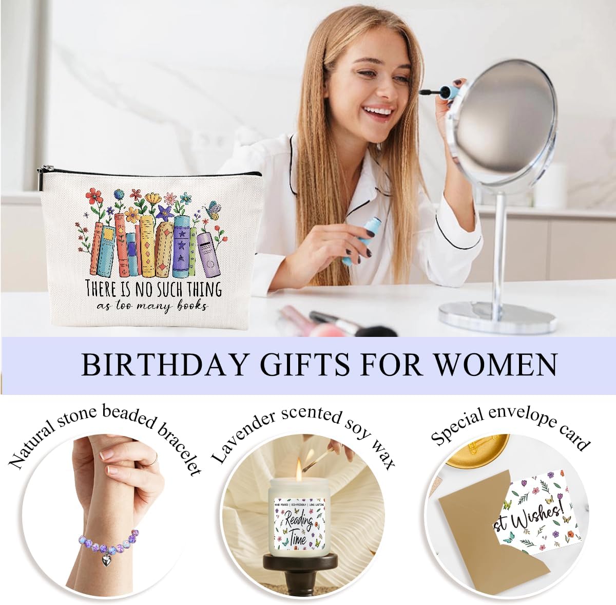 Book Lovers Gifts, Book Accessories, Bookish Gifts, Friendship Gift for Women Friends Reader Books Lovers Bookworms Librarian Teacher Christmas Appreciation Graduation Birthday Gift Basket Set