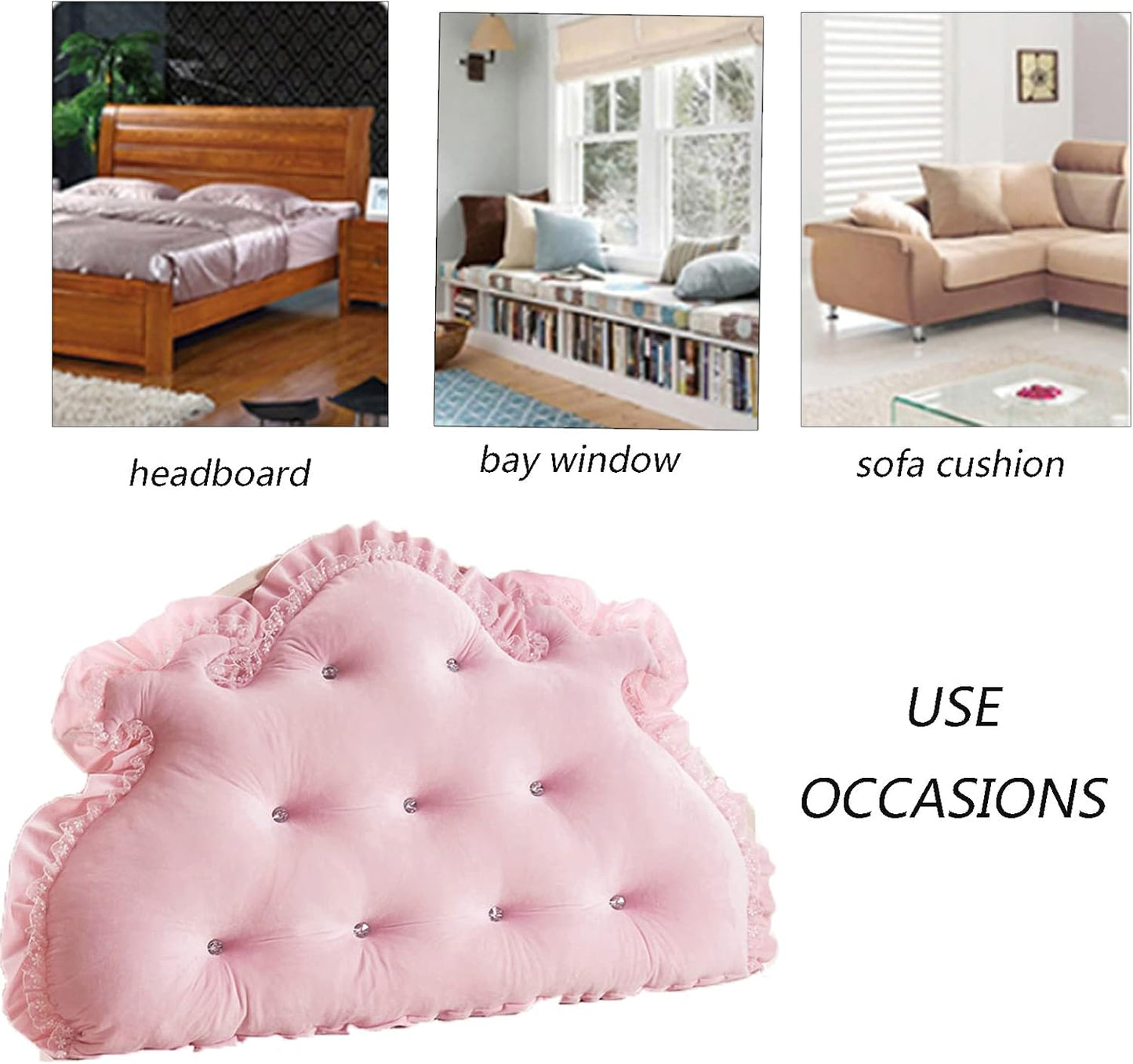 Bed Rest Pillow Bolster, 70.86" Headboard Cushion for Tatami & Back Support, Comfortable Reading & Relaxation Pillow for Home, Bedroom, Sofa, and Lounge Use (G 59.05IN/150CM)