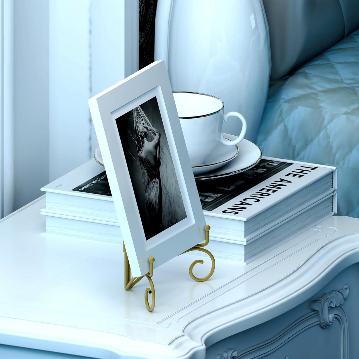 Plate Stand for Display with Hinged Folding Design, 6 Inch Picture Stands for Tables, Small Easels for Displaying Book, Art Piece, Photo and Platter, 6’’ Gold