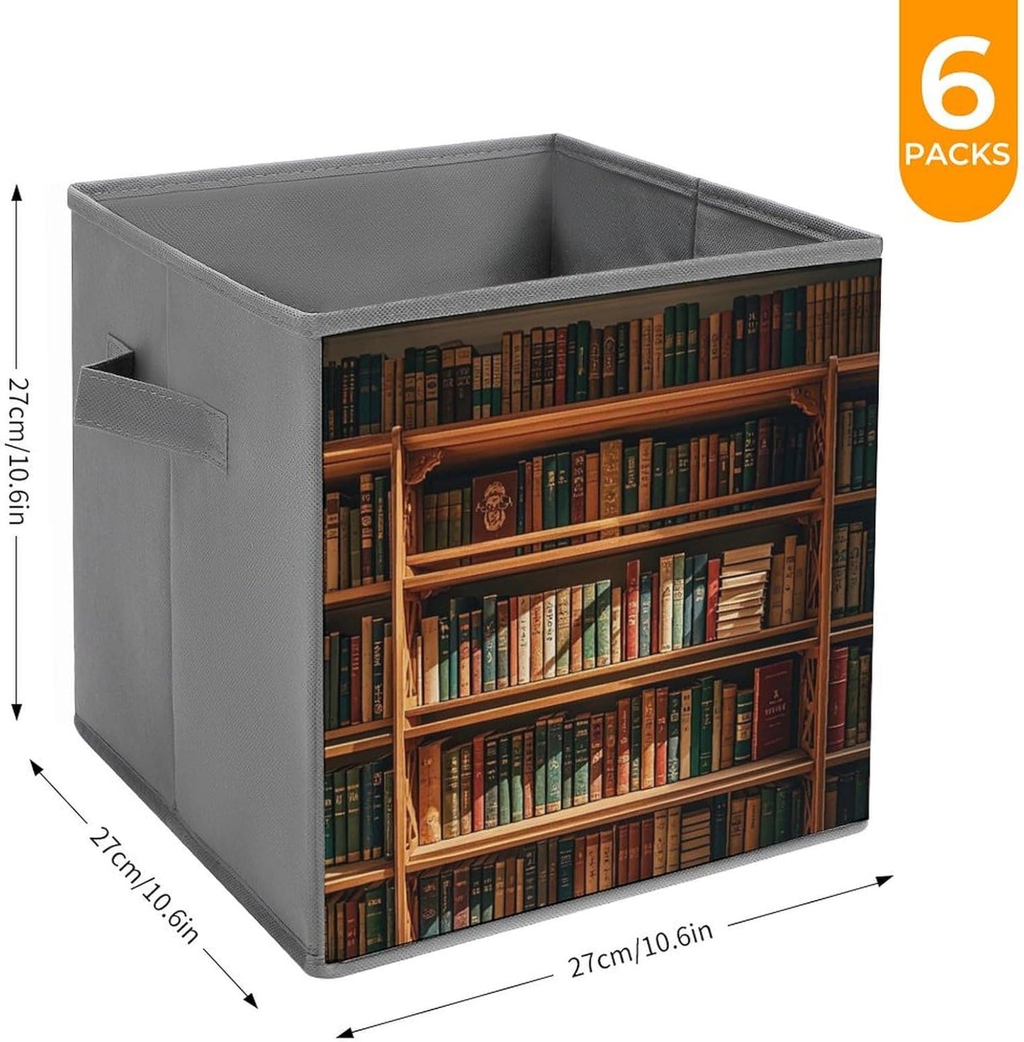 Old Bookshelf Foldable Storage Box with Handles, Durable Oxford Storage Cubes, 6PCS Collapsible Closet Organizer for Home, Shelf, Office, Travel