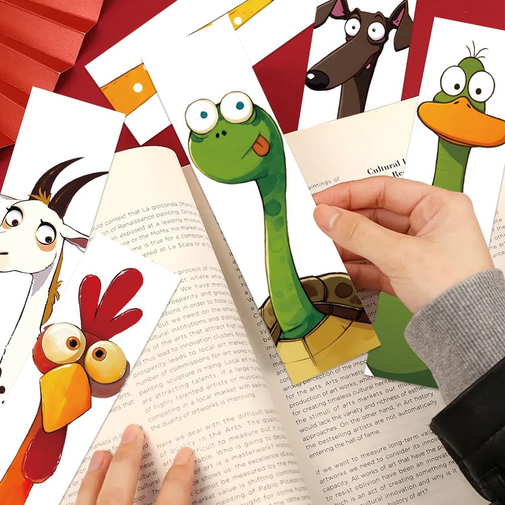 30PCS Funny Animals Bookmarks Cartoon Cow Bird Frog Page Markers for Bookish, Creative Book Read Paper Holder Cards, Birthday Gifts for Book Reader Lovers Rewards Library Bulk Supplies for Teachers
