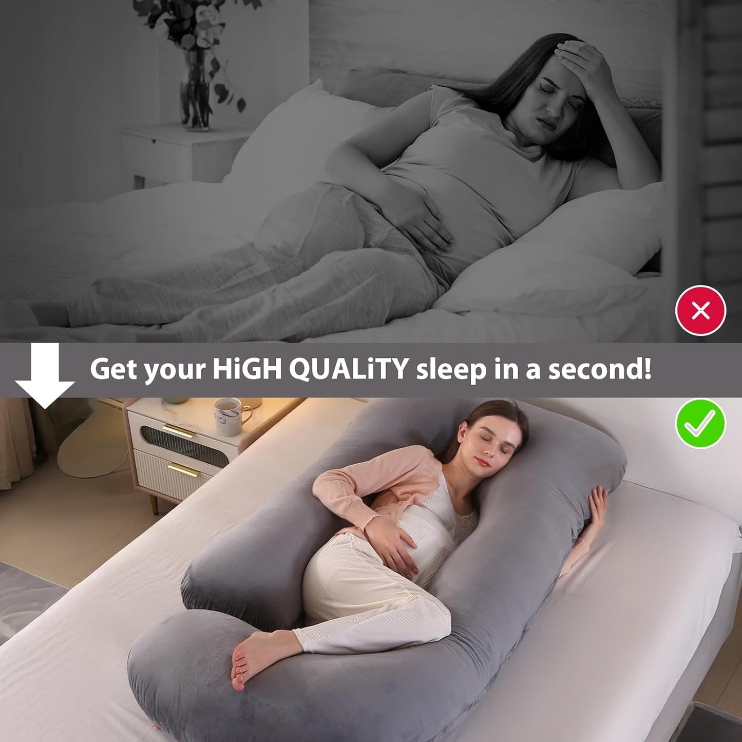 Victostar Pregnancy Pillow,57 inches U Shaped Maternity Pillow with Removable Cover Full Body Pillow Support for Back, HIPS, Legs, Belly