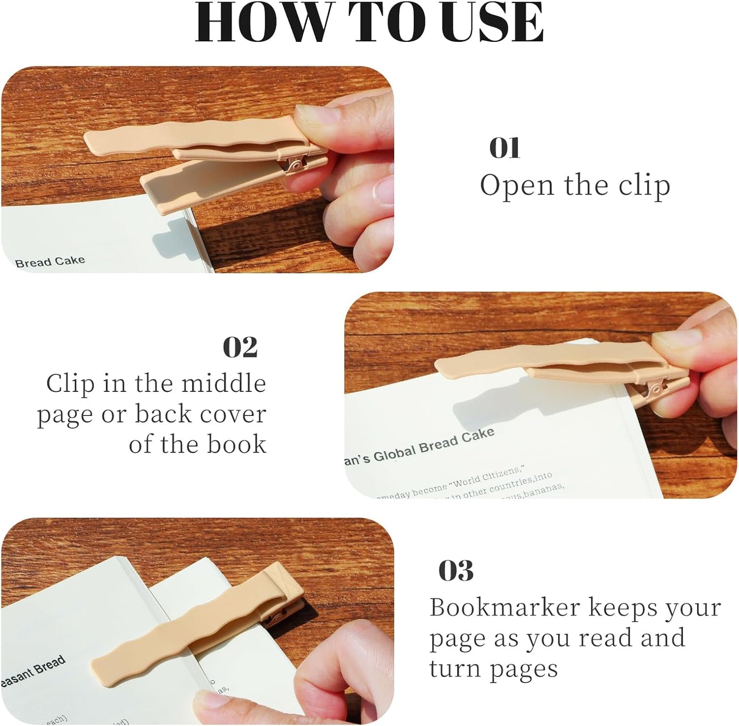 Book Marks for Reading, 3 Pack Silicone Automatic Bookmarks Clips, Book Markers Page Holder Tracker, Book Lover Gifts, Book Club Bookish Office Gifts for Teachers, Readers, Women, Men, Kids
