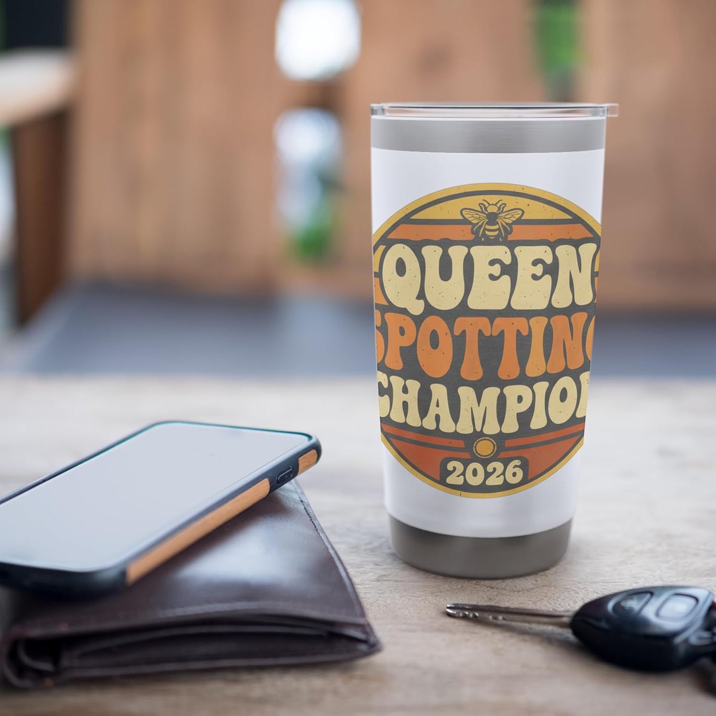 Queen Spotting Champion 2026 Retro Beekeeping Bee Badge Stainless Steel Insulated Tumbler
