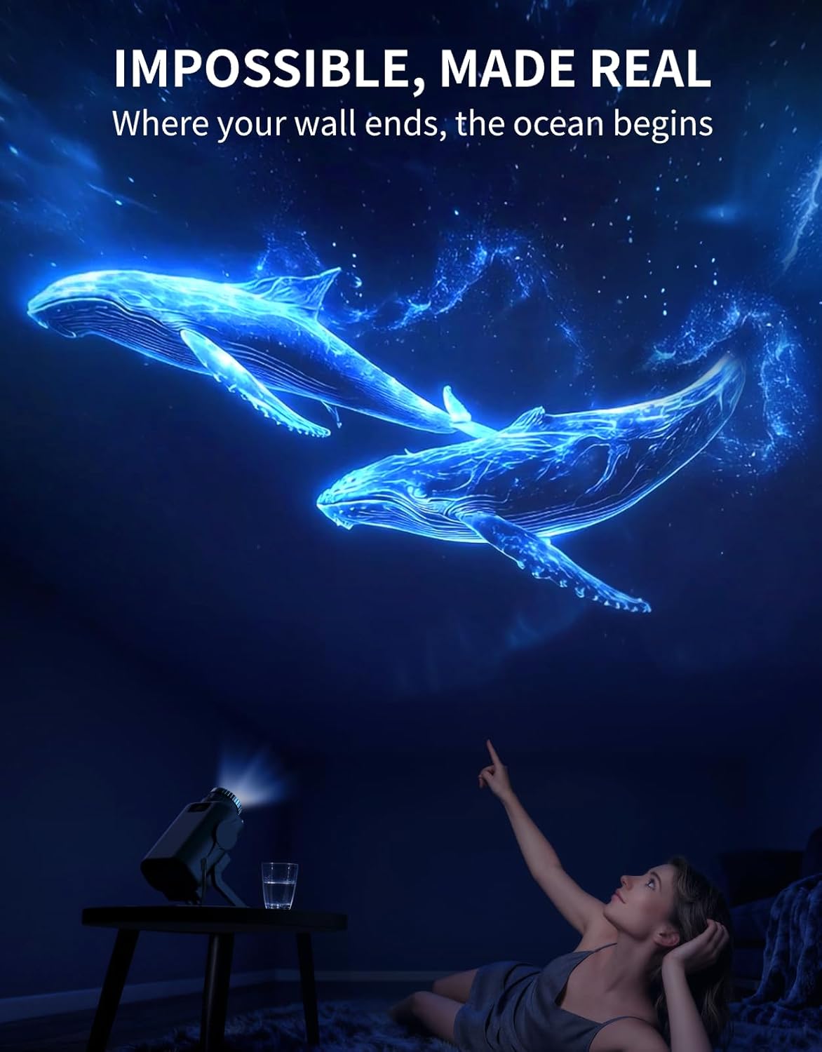 Galaxy Projector, 60 Themes Full-Room Immersive 3D Star Projector, Space Galaxy Projector, Large Area Home Planetarium Night Light Projector with HD Soft Light for Stress Relief Gifts
