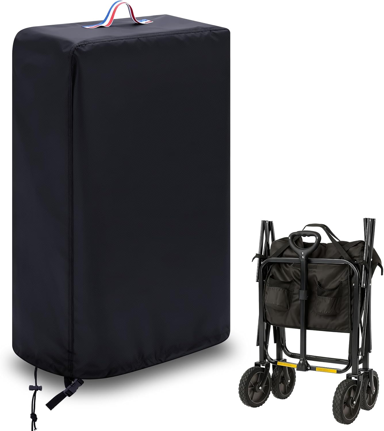 Collapsible Wagon Cover, 20''L x 7" W x 28''H Outdoor Foldable Wagon Cover Waterproof Heavy Duty 420D Oxford Cloth with Adjustable Straps for Folding Garden Cart, Strollers, Utility Carts