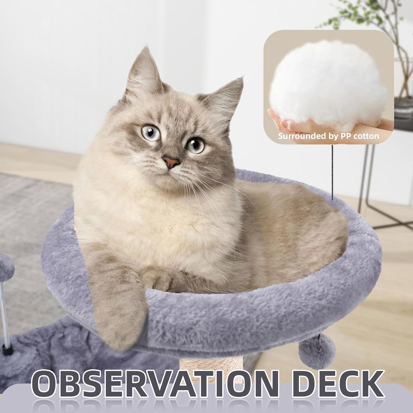 TWDEPART 42.5'' Cat Tree for Indor Cats, Multifunctional Cat Tower with Cozy Condo, Perches, Scratching Posts and Hammock, Grey…