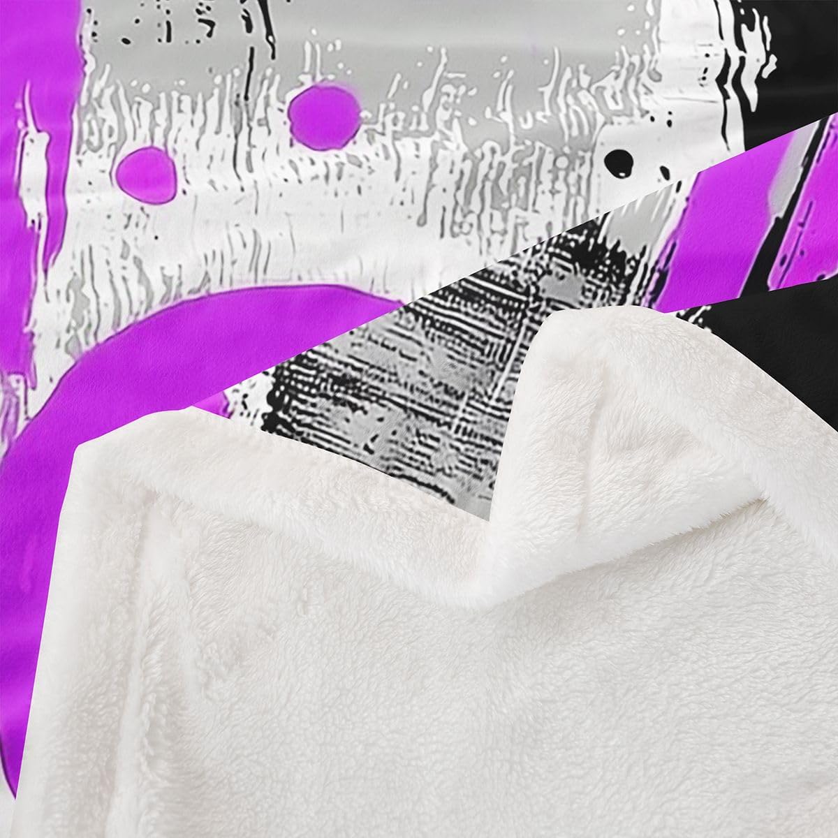 Feelyou Purple Black Circle Sherpa Throw Blanket for Couch Geometric Super Soft Cozy Fleece Modern Abstract Blanket for Winter, Plush Throw Throw 50"x60" All Season